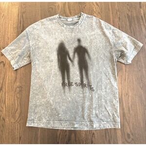 Machinist Free Spirits Oversized Acid Wash Graphic Shirt Mens Streetwear Grunge